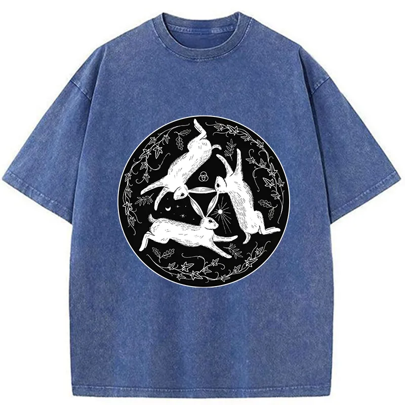 Tokyo-Tiger Three Hares Triple Rabbits Washed T-Shirt