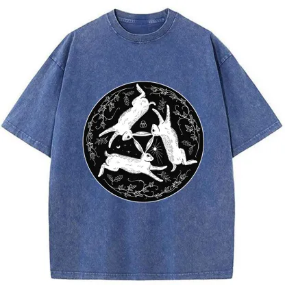 Tokyo-Tiger Three Hares Triple Rabbits Washed T-Shirt