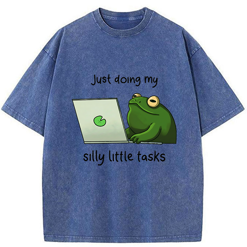 Tokyo-Tiger Silly Frog Is Working Washed T-Shirt