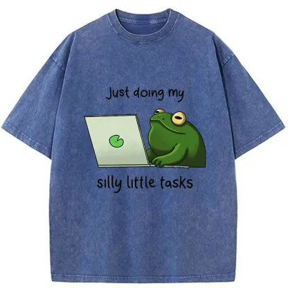 Tokyo-Tiger Silly Frog Is Working Washed T-Shirt