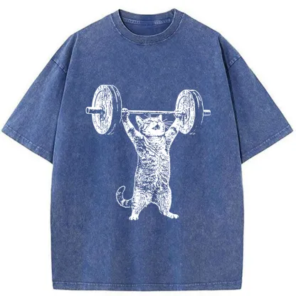 Tokyo-Tiger Kitten Workout Gym Funny Washed T-Shirt