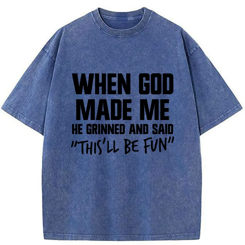 Tokyo-Tiger God Made Me Funny Washed T-Shirt