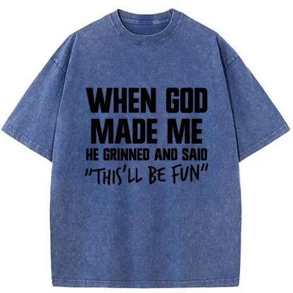 Tokyo-Tiger God Made Me Funny Washed T-Shirt