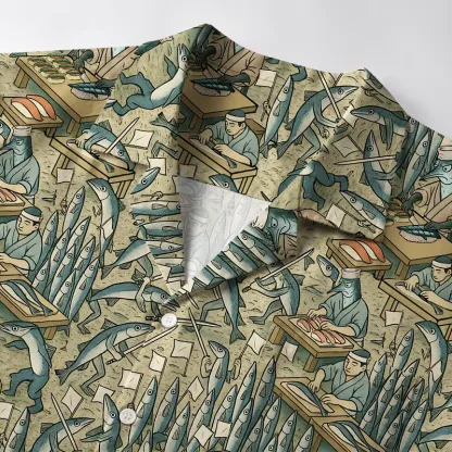 Tokyo-Tiger Funny Sushi Making Aloha Hawaiian Shirt