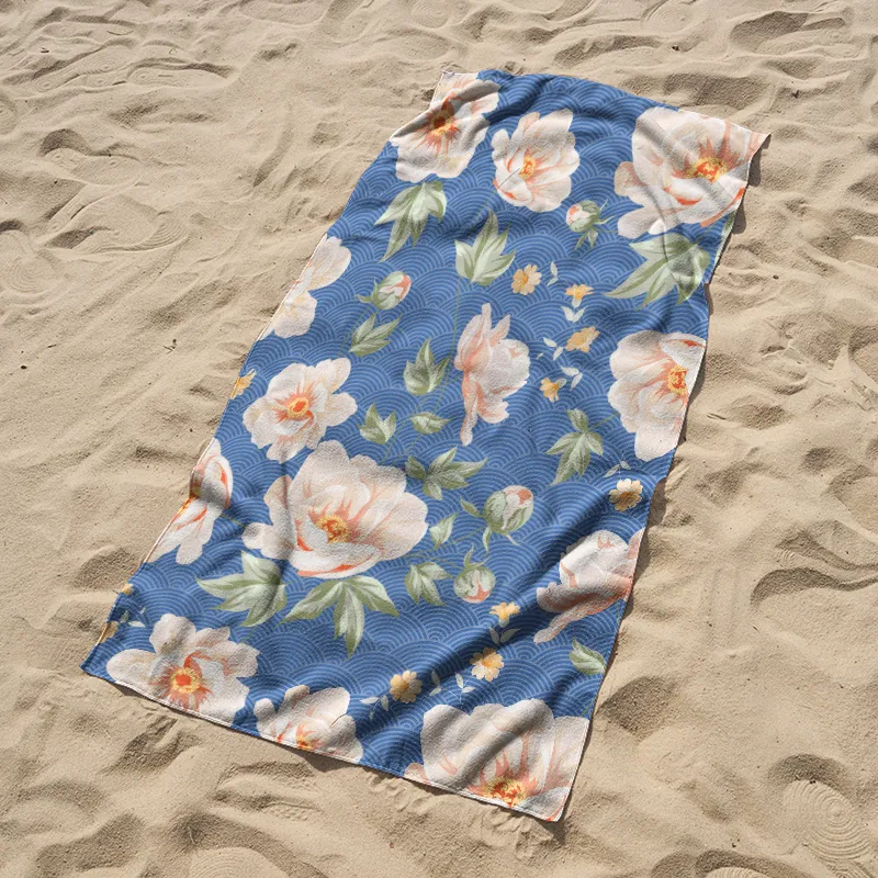 Tokyo-Tiger Flowers In The Waves Beach Towel