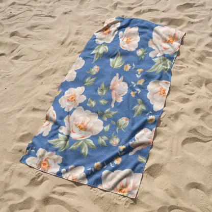Tokyo-Tiger Flowers In The Waves Beach Towel