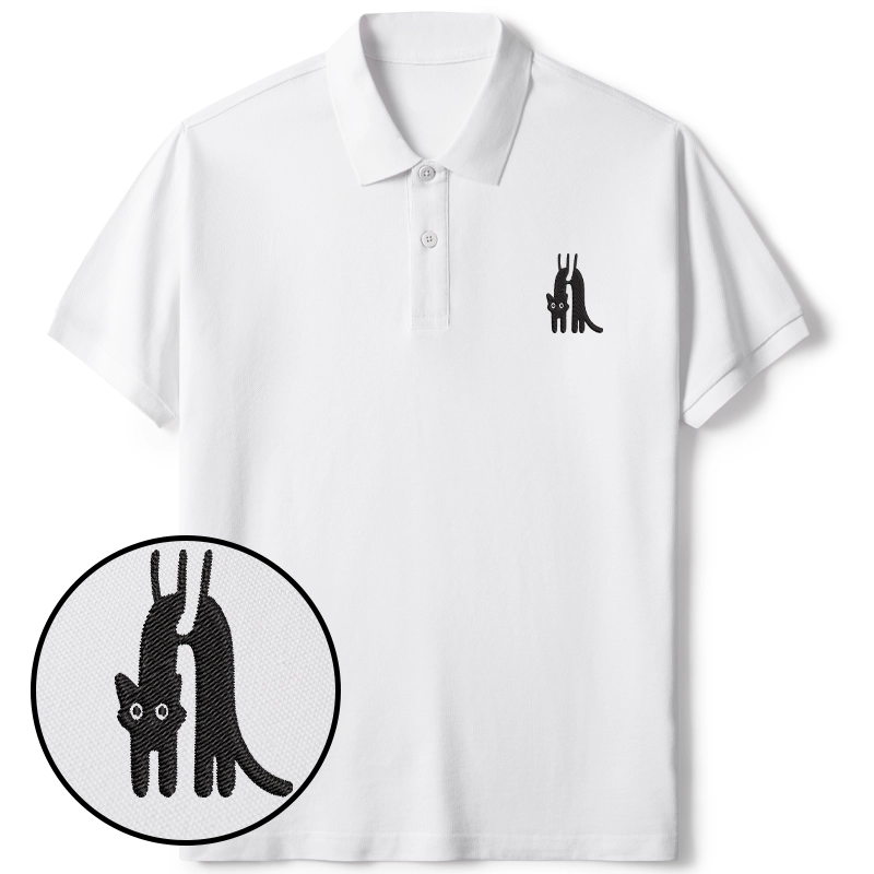 Tokyo-Tiger Funny Cat Being Held Embroidered Polo T-Shirt