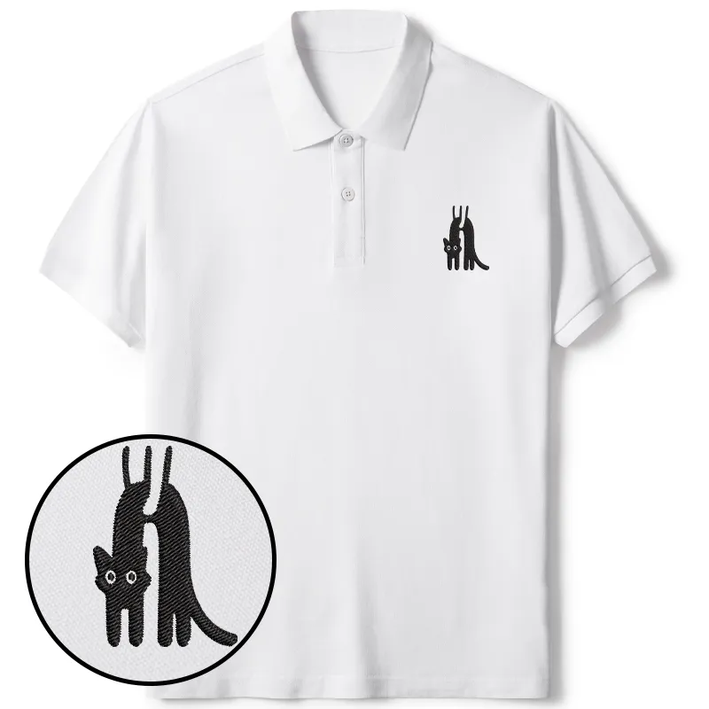 Tokyo-Tiger Funny Cat Being Held Embroidered Polo T-Shirt