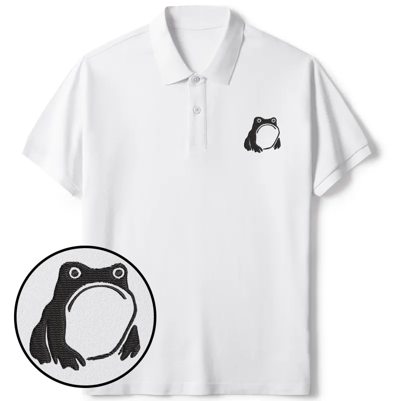 Tokyo-Tiger Matsumoto Hoji Woodblock Print Frog Embroidered Polo T-Shirt