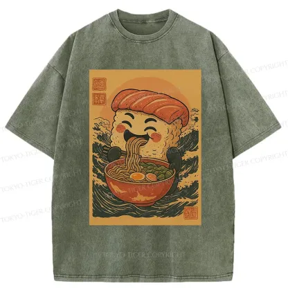Tokyo-Tiger Sushi And Ramen Washed T-Shirt
