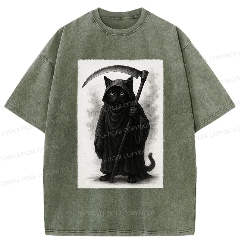 Tokyo-Tiger Death Cat Washed T-Shirt