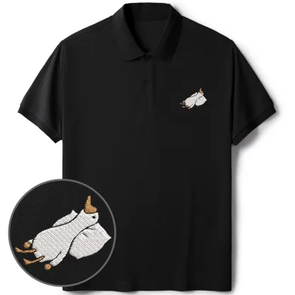 Tokyo-Tiger Sleeping Goose Embroidered Polo T-Shirt