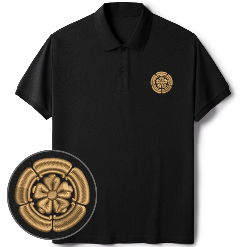 Tokyo-Tiger Japanese Sakura Embroidered Polo T-Shirt