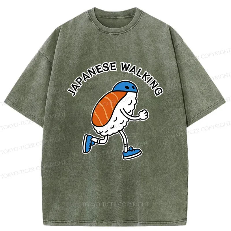 Tokyo-Tiger Japanese Walking Washed T-Shirt