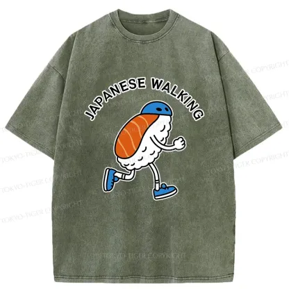 Tokyo-Tiger Japanese Walking Washed T-Shirt