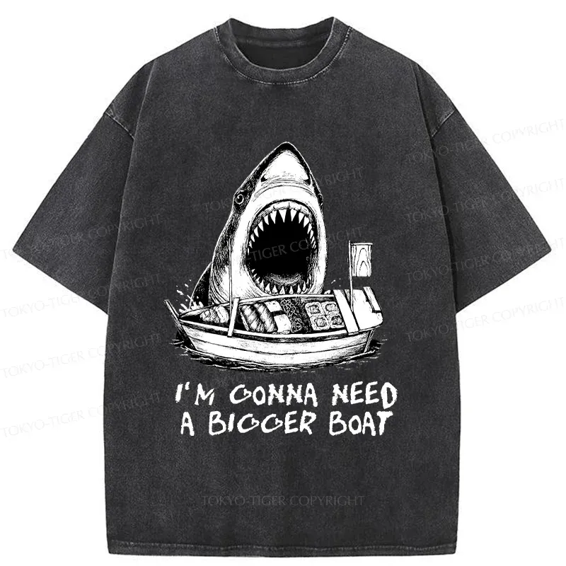 Tokyo-Tiger Shark Eating Sushi Washed T-Shirt