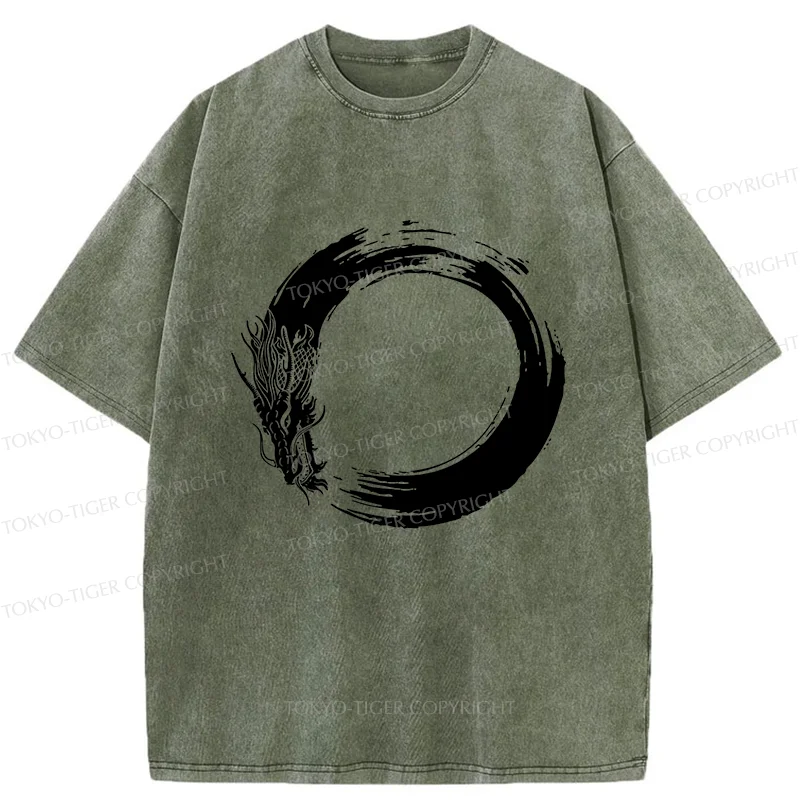 Tokyo-Tiger Dragon's Circle Washed T-Shirt