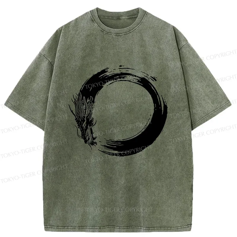Tokyo-Tiger Dragon's Circle Washed T-Shirt
