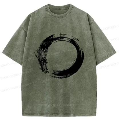 Tokyo-Tiger Dragon's Circle Washed T-Shirt