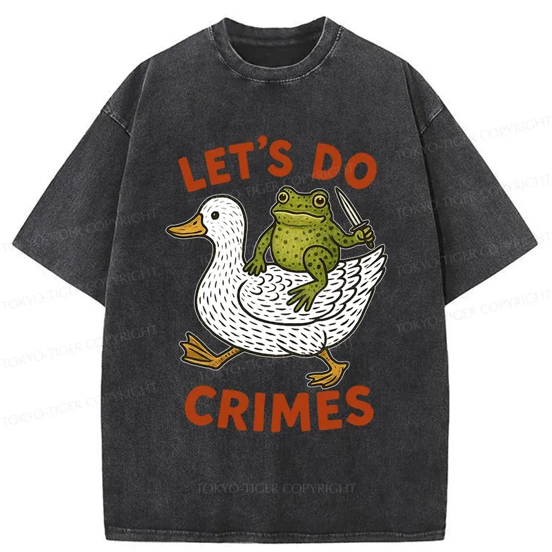 Tokyo-Tiger Frog Ready To Commit Crime Washed T-Shirt