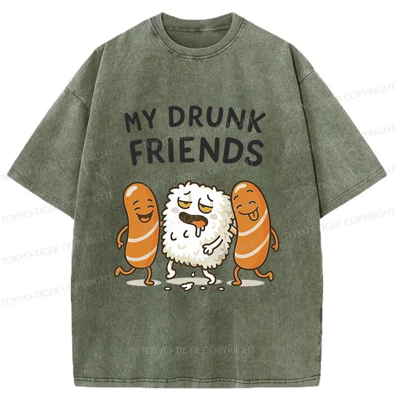 Tokyo-Tiger Drunk Sushi Washed T-Shirt