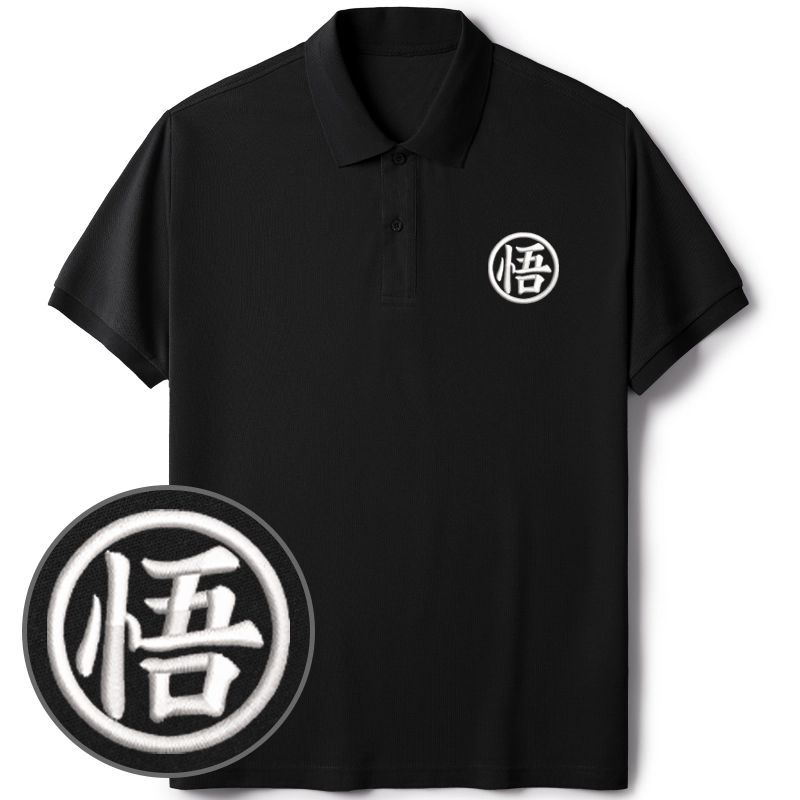 Tokyo-Tiger Enlightenment Janpanese Kanji Embroidered Polo T-Shirt