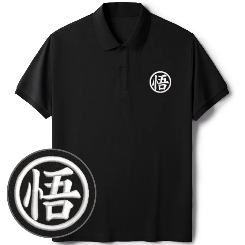 Tokyo-Tiger Enlightenment Janpanese Kanji Embroidered Polo T-Shirt