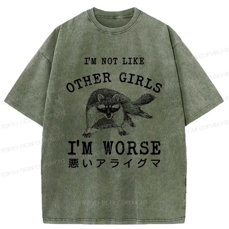 Tokyo-Tiger Bad Raccoon Funny Washed T-Shirt