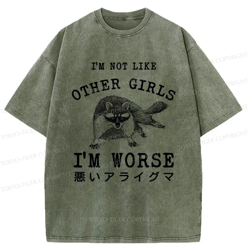 Tokyo-Tiger Bad Raccoon Funny Washed T-Shirt