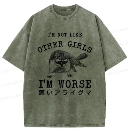 Tokyo-Tiger Bad Raccoon Funny Washed T-Shirt