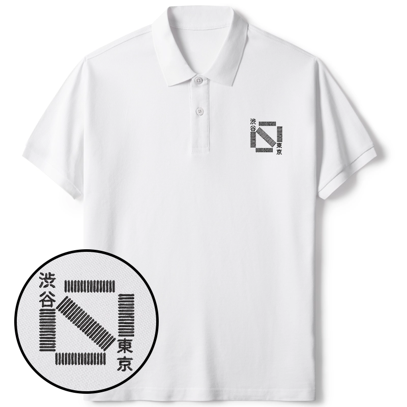 Tokyo-Tiger Shibuya Crossing Embroidered Polo T-Shirt