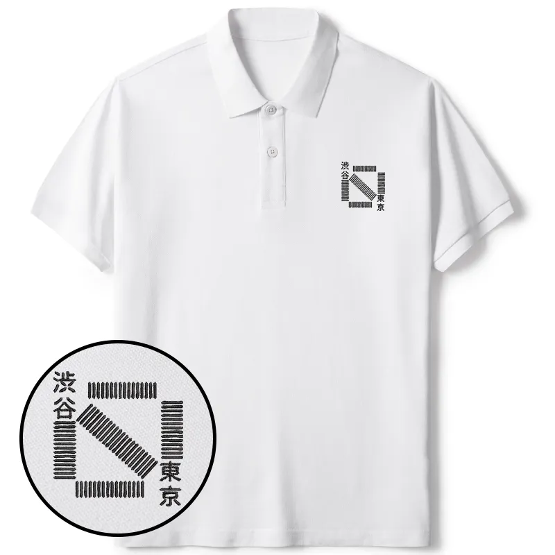 Tokyo-Tiger Shibuya Crossing Embroidered Polo T-Shirt