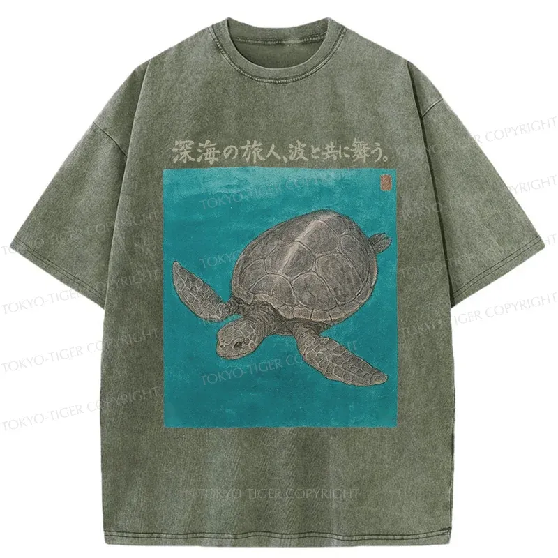 Tokyo-Tiger Deep Sea Turtle Washed T-Shirt