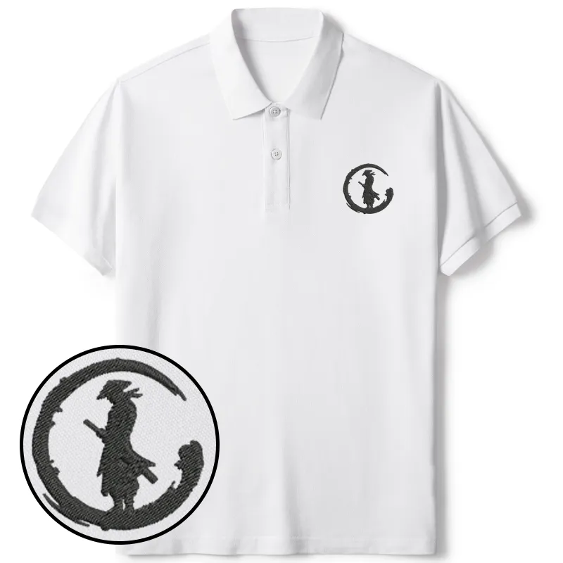 Tokyo-Tiger Japanese Samurai Embroidered Polo T-Shirt