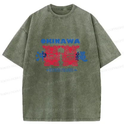 Tokyo-Tiger Okinawa Mascot Washed T-Shirt