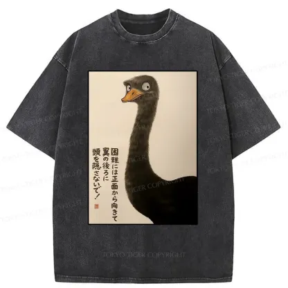 Tokyo-Tiger Avoid Difficulties Funny Washed T-Shirt