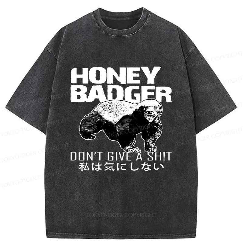 Tokyo-Tiger Honey Badger Funny Washed T-Shirt