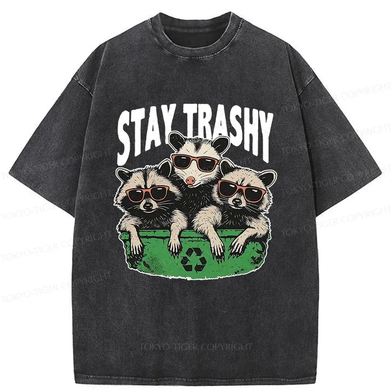Tokyo-Tiger Stay Trashy Washed T-Shirt