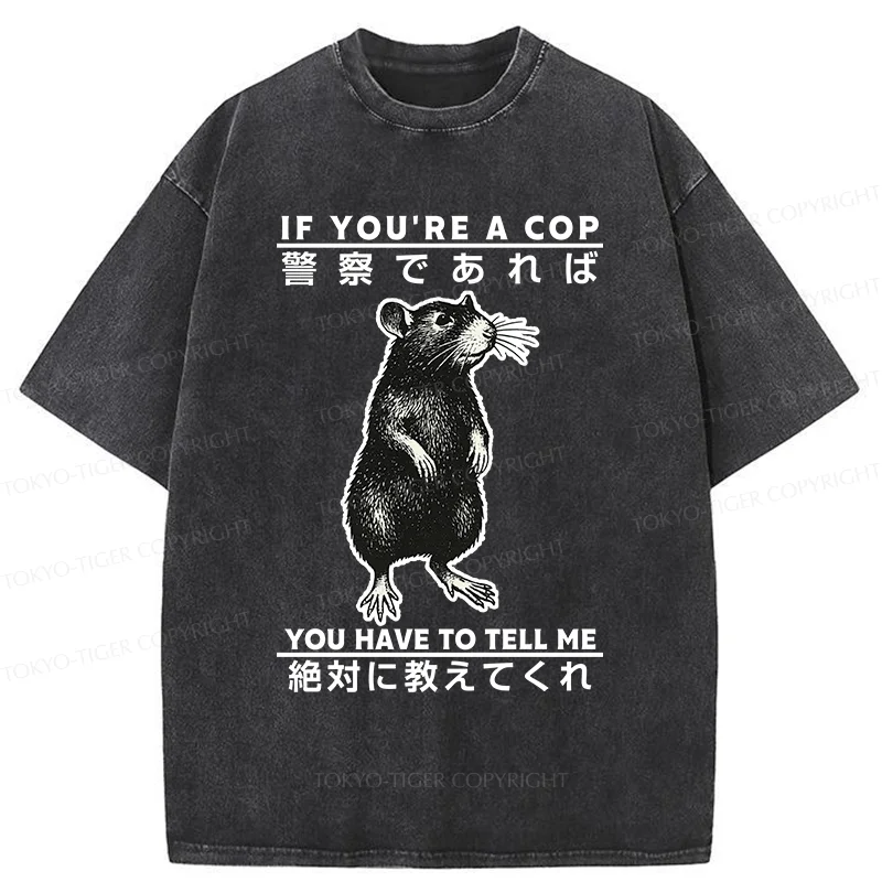 Tokyo-Tiger Funny Mouse Japan Washed T-Shirt