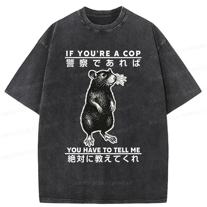 Tokyo-Tiger Funny Mouse Japan Washed T-Shirt