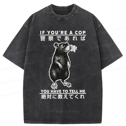 Tokyo-Tiger Funny Mouse Japan Washed T-Shirt