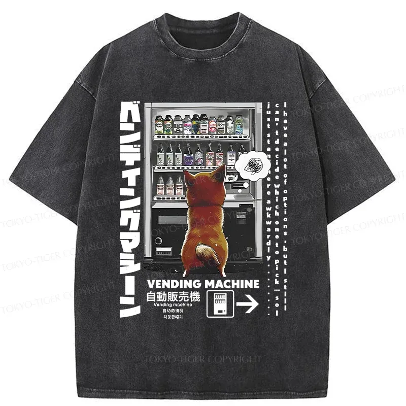 Tokyo-Tiger Japanese Vending Machine Washed T-Shirt