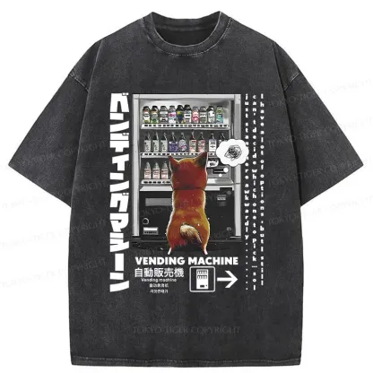 Tokyo-Tiger Japanese Vending Machine Washed T-Shirt