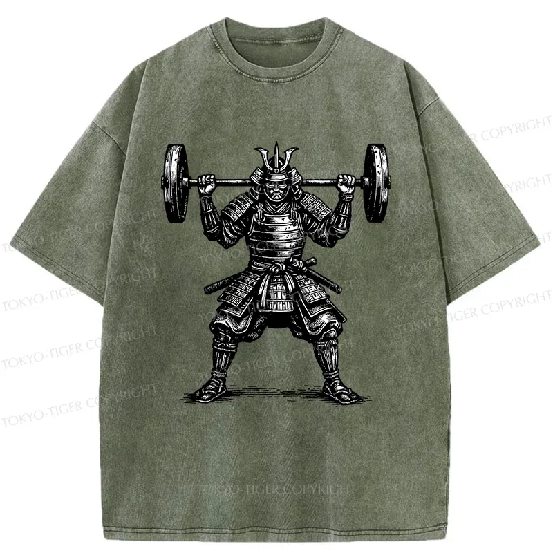 Tokyo-Tiger Warrior Weightlifting Washed T-Shirt