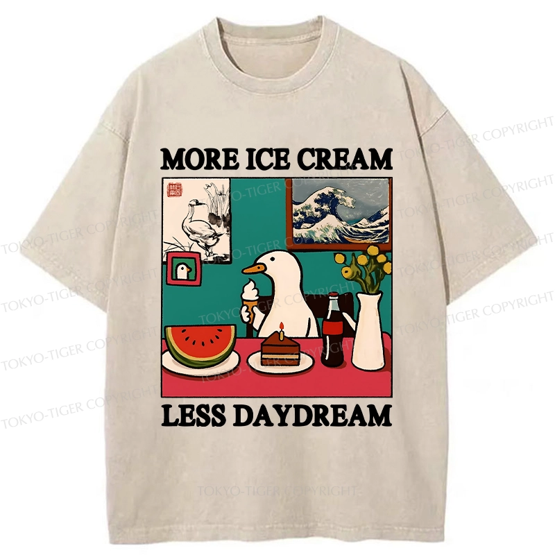 Tokyo-Tiger More Ice Cream Less Daydream Washed T-Shirt