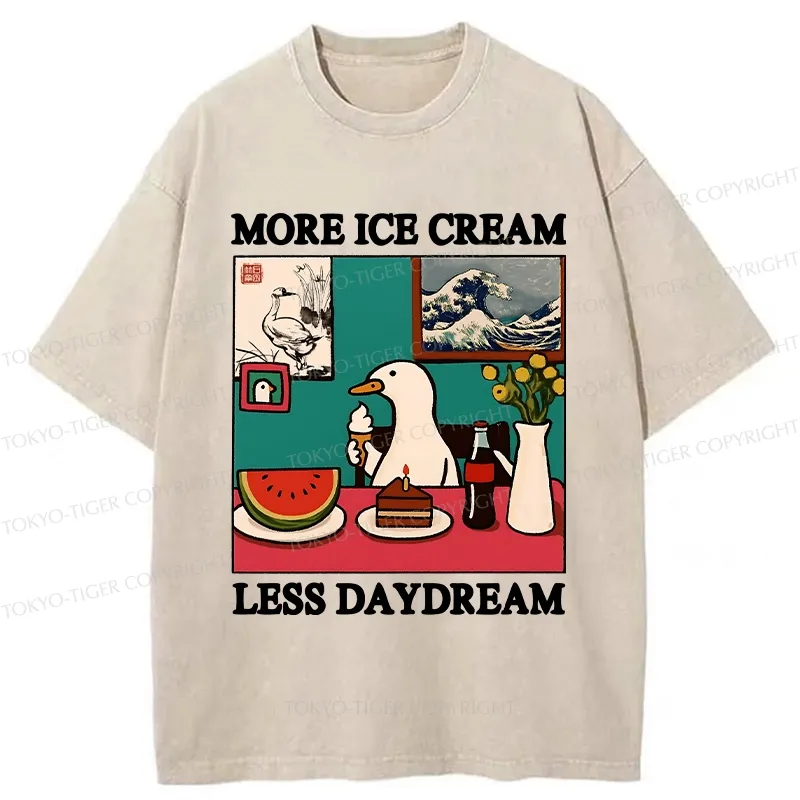 Tokyo-Tiger More Ice Cream Less Daydream Washed T-Shirt