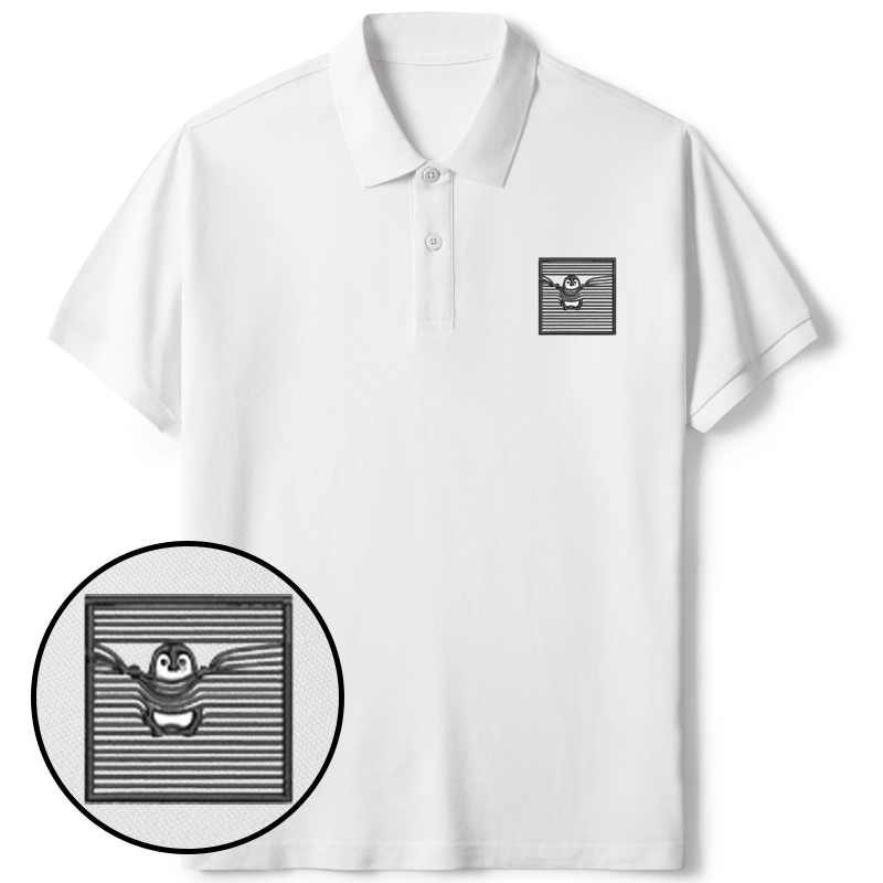 Tokyo-Tiger Kawaii Penguin Embroidered Polo T-Shirt