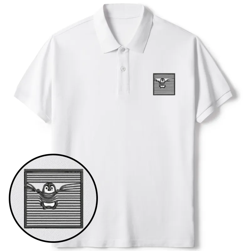 Tokyo-Tiger Kawaii Penguin Embroidered Polo T-Shirt