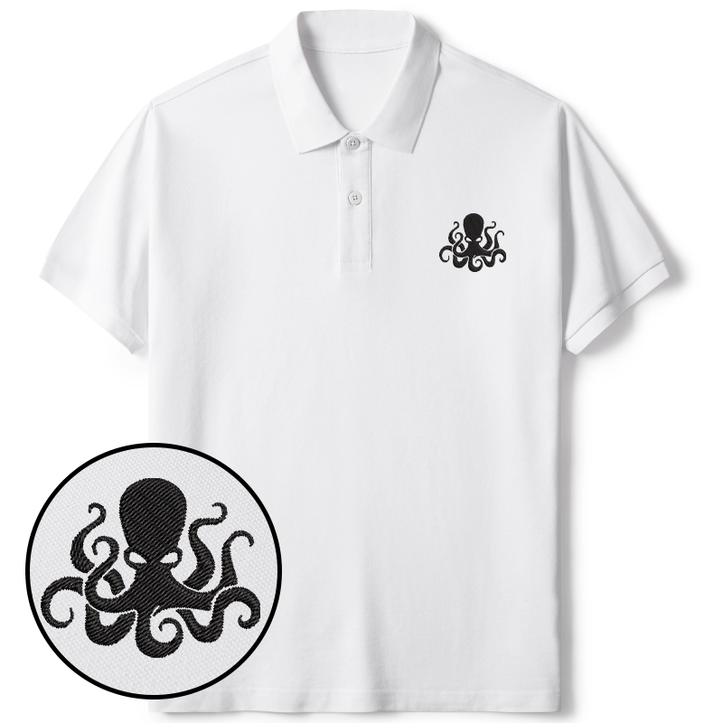 Tokyo-Tiger Japanese Octopus Embroidered Polo T-Shirt