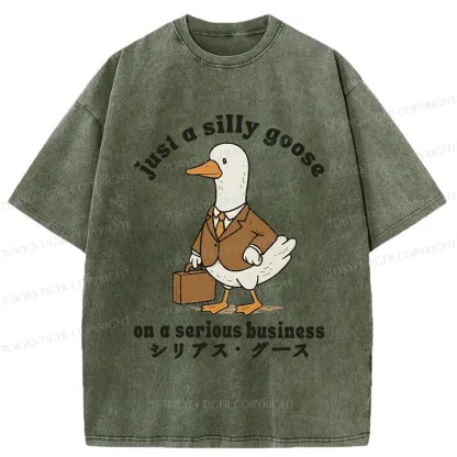 Tokyo-Tiger Silly Goose On A Serious Business Washed T-Shirt
